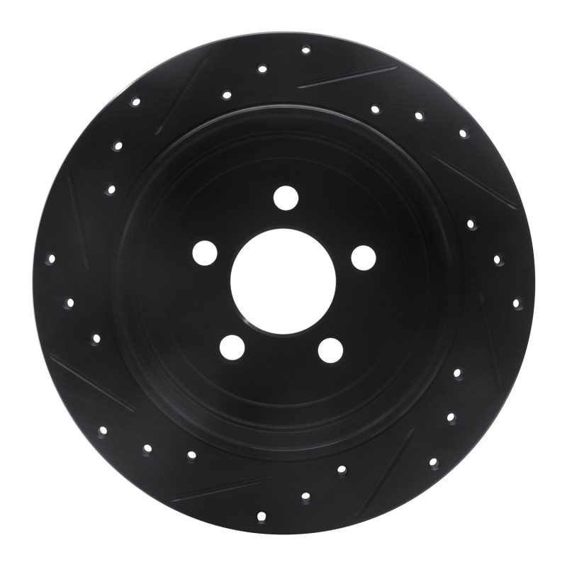 Dodge Nitro Brake Rotor (1) - Rear Right - R1 Concepts - Drilled & Slotted - Black - `07-`12